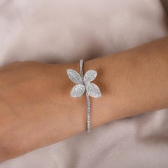 2.6 Carat SI Clarity Diamond Pave Butterfly Bracelet 18 Karat White Gold Jewelry