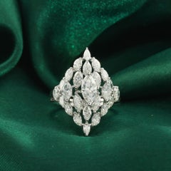 Natürlicher 2,68 Karat SI Reinheit HI Farbe Marquise Diamantring 18 Karat Weißgold
