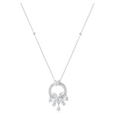 Collar Colgante Diamante Natural 2,69 Quilates Oro Blanco 18 Kilates Joyería Artesanal