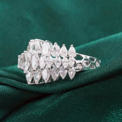 Natürlicher 2,69 Karat SI/H Marquise Diamant Feiner Cocktail Ring 18 Karat Weißgold