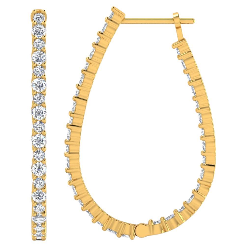 Natural 2.7 Carat SI Clarity HI Color Diamond Hoop Earrings 18 Karat Yellow Gold