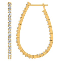 Natural 2.7 Carat SI Clarity HI Color Diamond Hoop Earrings 18 Karat Yellow Gold