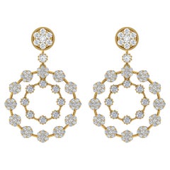 Boucles d
oreilles en or jaune 18 carats diamant naturel 2.7 carats SI/H taille ronde et brillante