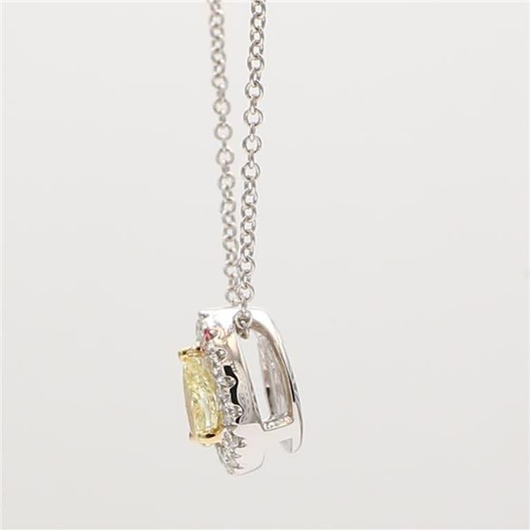 Contemporary Natural Yellow Pear and White Diamond .41 Carat TW Gold Drop Pendant