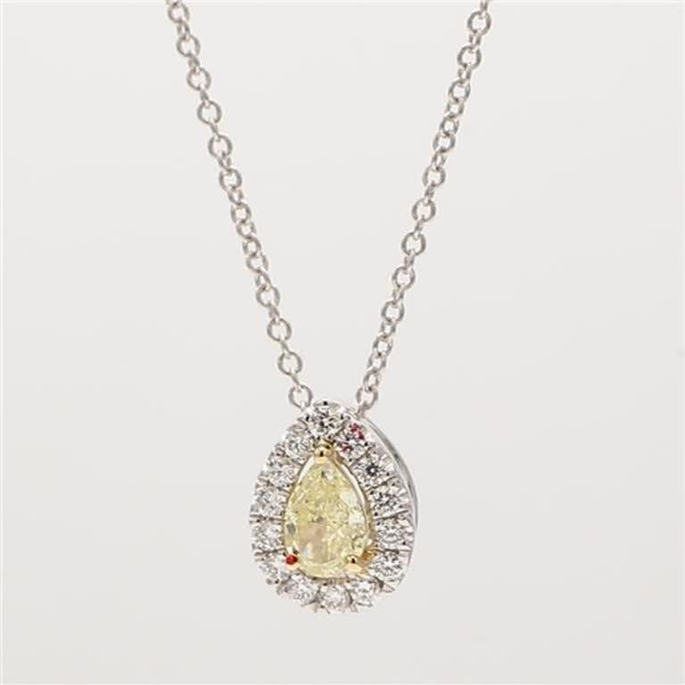 Women's Natural Yellow Pear and White Diamond .41 Carat TW Gold Drop Pendant