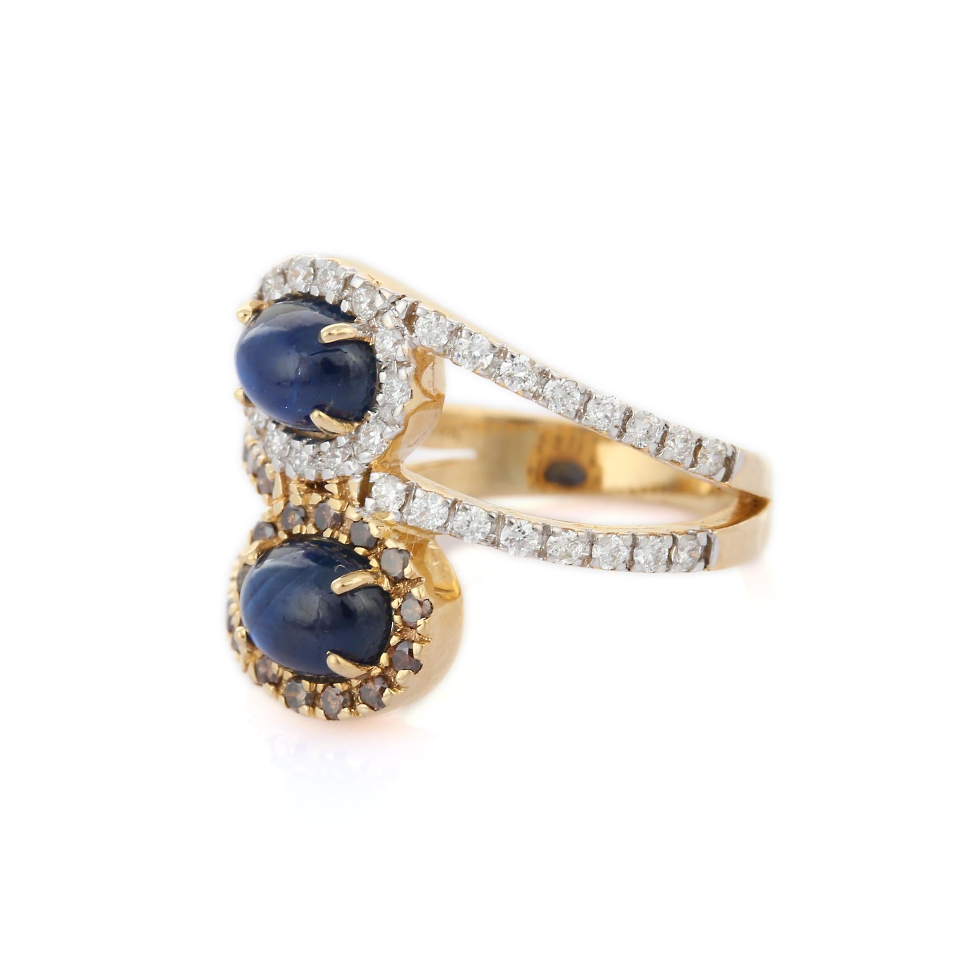 For Sale:  Natural 2.7 ct Blue Sapphire Bypass Wrap Ring with Diamonds in 14K White Gold 3