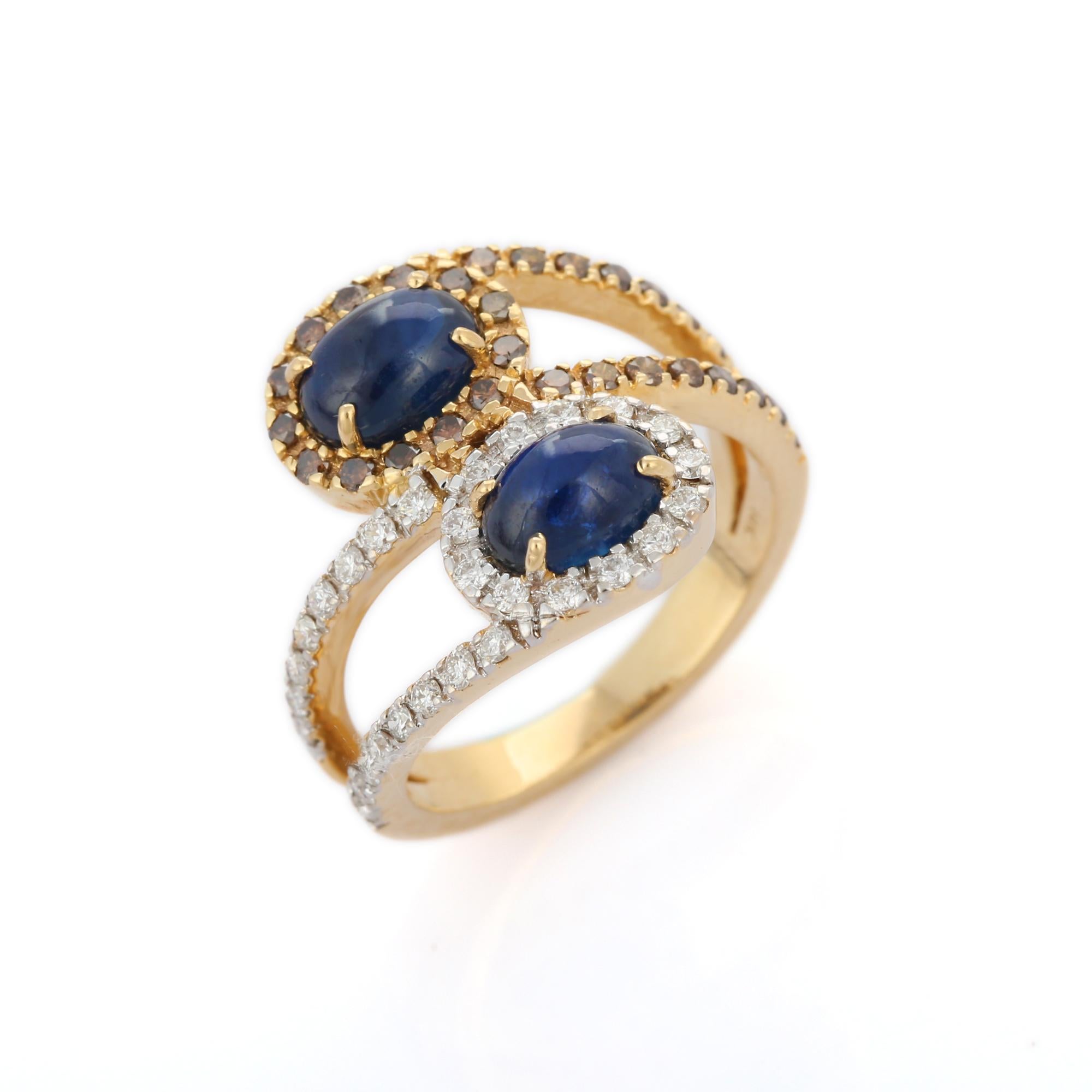 For Sale:  Natural 2.7 ct Blue Sapphire Bypass Wrap Ring with Diamonds in 14K White Gold 5