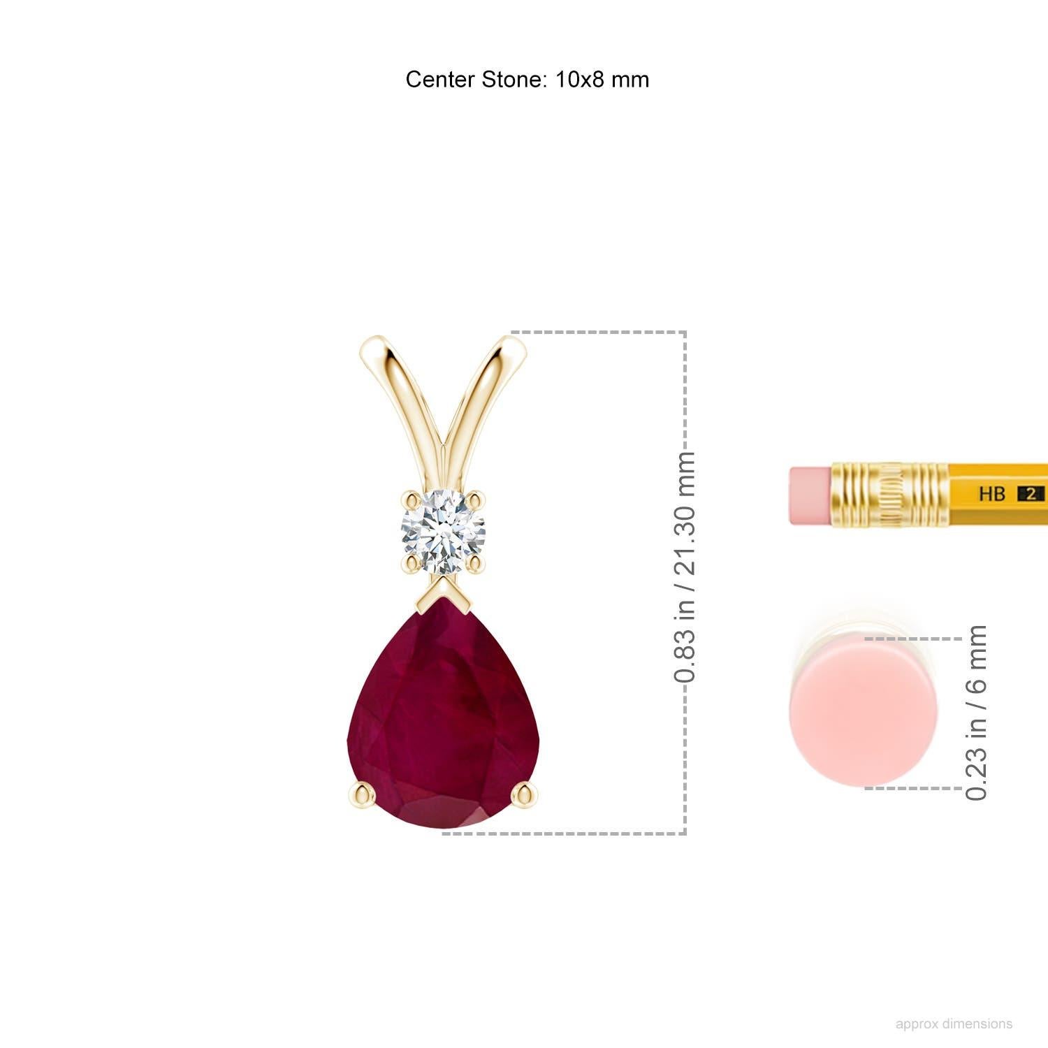 Taille poire Pendentif en or jaune 14K en forme de goutte de rubis naturel de 2,7 ct avec diamant en vente