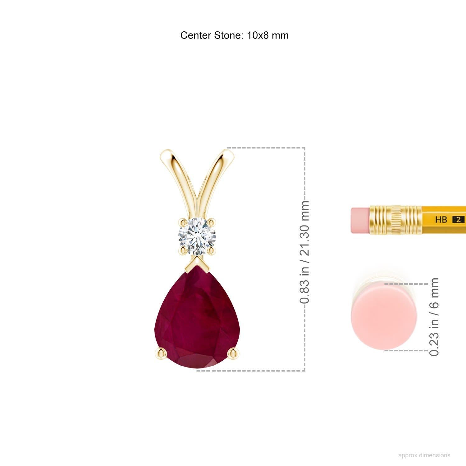 Taille poire Pendentif en or jaune 18K en forme de goutte de rubis naturel de 2,7 ct avec diamant en vente