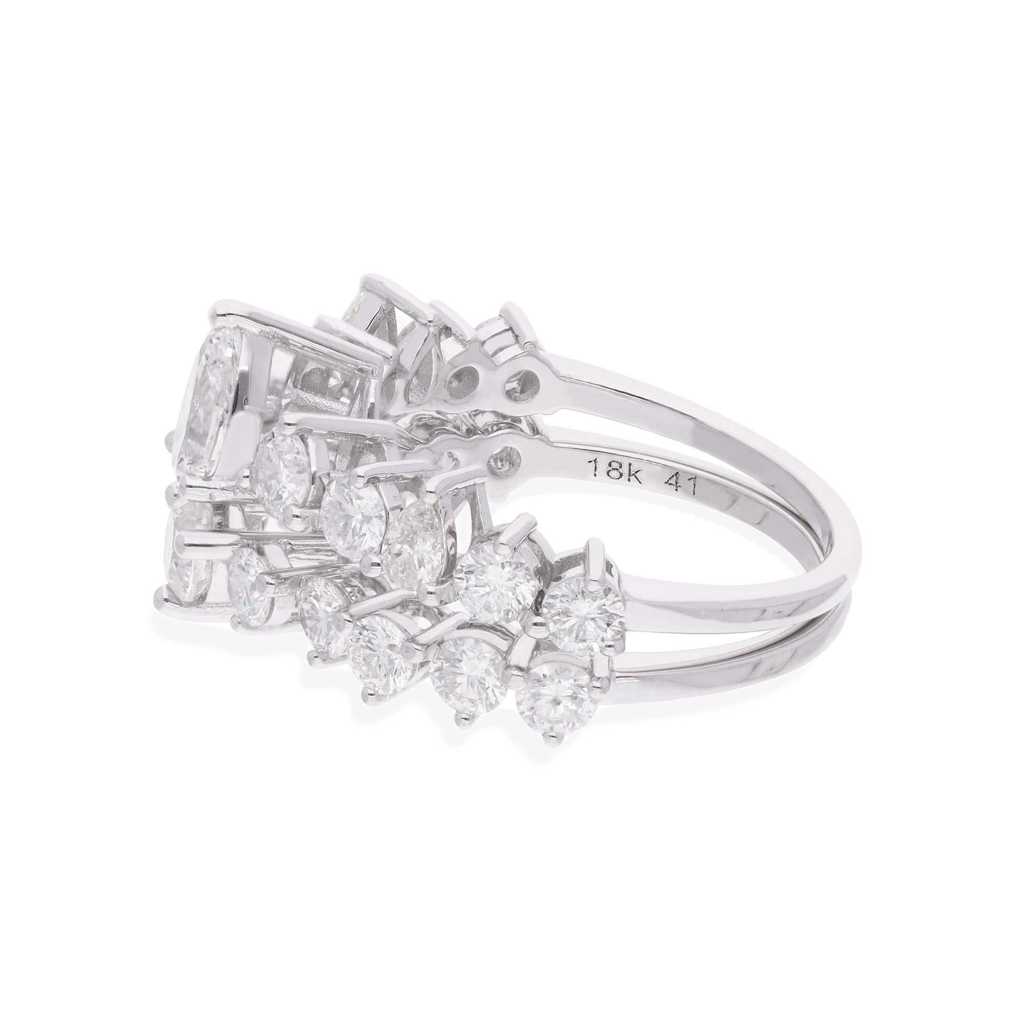 Modern Natural 2.70 Carat Diamond Ring Set 14 Karat White Gold Handmade Fine Jewelry For Sale