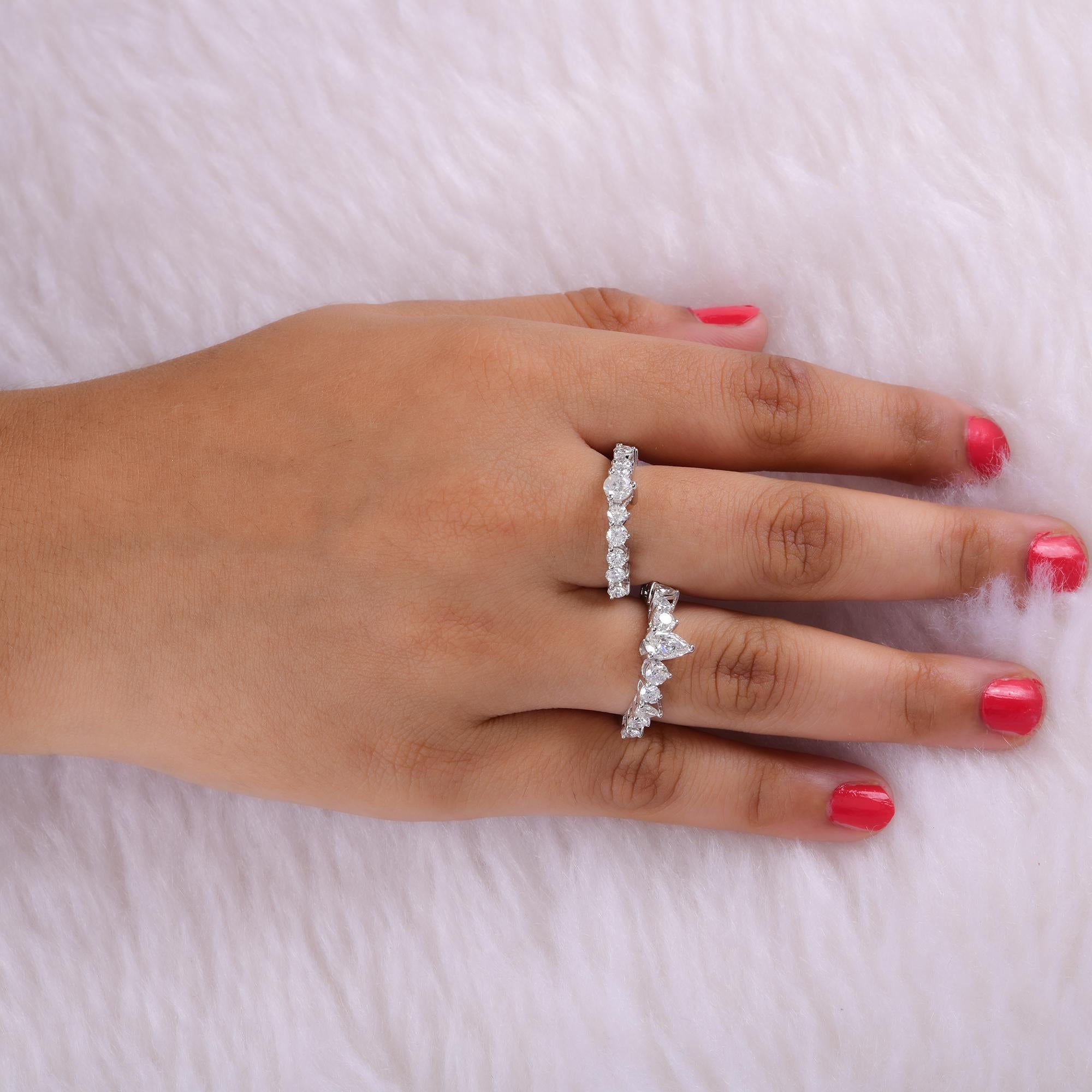 Women's Natural 2.70 Carat Diamond Ring Set 14 Karat White Gold Handmade Fine Jewelry For Sale
