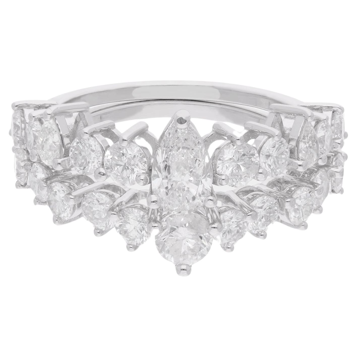 Natural 2.70 Carat Diamond Ring Set 14 Karat White Gold Handmade Fine Jewelry For Sale