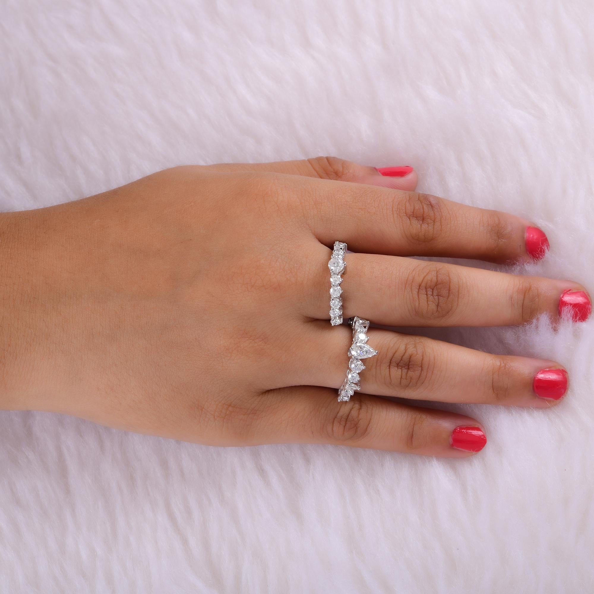 Natural 2.70 Carat Diamond Ring Set 18 Karat White Gold Handmade Fine Jewelry For Sale 1