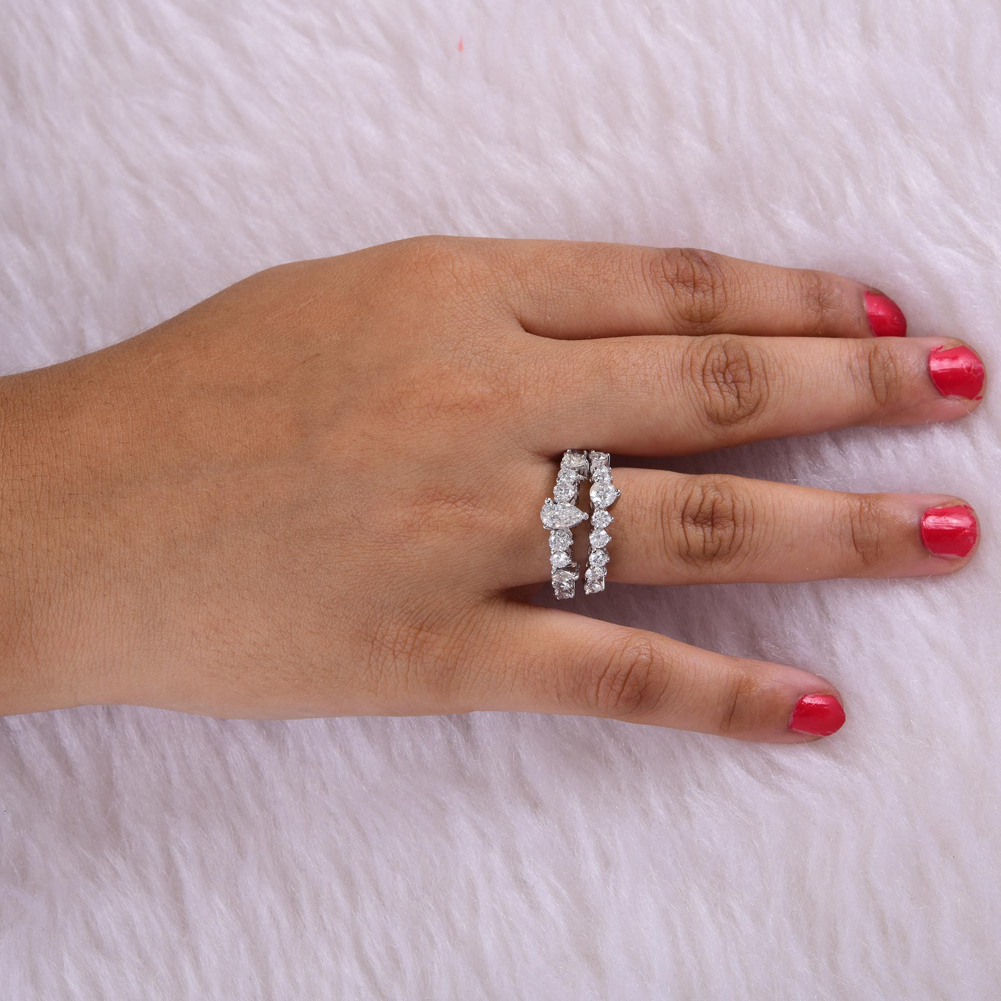 Natural 2.70 Carat Diamond Ring Set 18 Karat White Gold Handmade Fine Jewelry For Sale 2