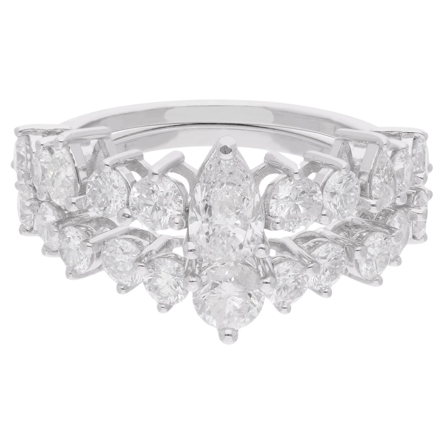 Bague de qualité artisanale en or blanc 18 carats sertie de diamants naturels de 2,70 carats