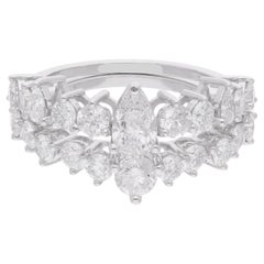 Bague de qualité artisanale en or blanc 18 carats sertie de diamants naturels de 2,70 carats