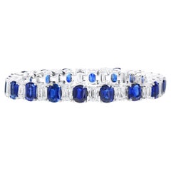 Natural 27.07 Ct. TW Oval-Cut Blue Sapphire & Diamond Bracelet, 18K White Gold