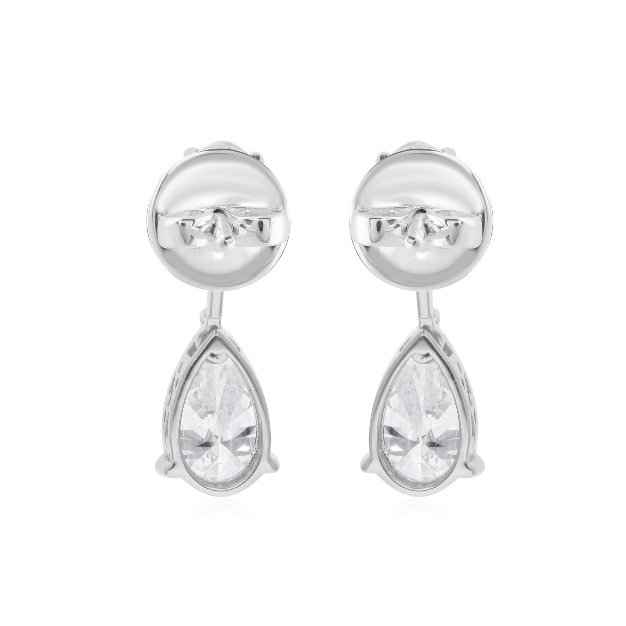 Natural 2.72 Carat Oval & Pear Diamond Earrings 14 Karat White Gold Fine Jewelry In New Condition For Sale In Diera, Dubai