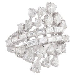 Natural 2.72 Carat SI/H Baguette Pear Shape Diamond Ring 18 Karat White Gold Natural 2.72 Carat SI/H Baguette Pear Shape Diamond Ring 18 Karat White Gold