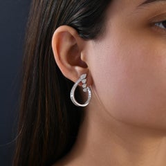 Natürliche 2,72 Karat SI/H Birne Baguette Diamant Ohrringe 18 Karat Weißgold