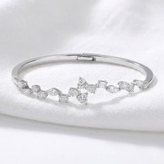 Natural 2.73 Carat SI/H Mix Diamond Bangle Bracelet 18 Karat White Gold Jewelry