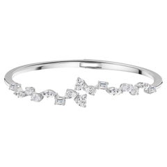 Natural 2.73 Carat SI/H Mix Diamond Bangle Bracelet 18 Karat White Gold Jewelry