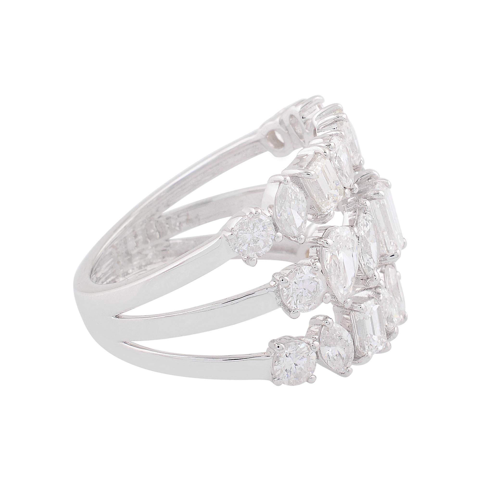 For Sale:  Natural 2.75 Carat Diamond Cocktail Band Ring 18k White Gold Engagement Gift 2
