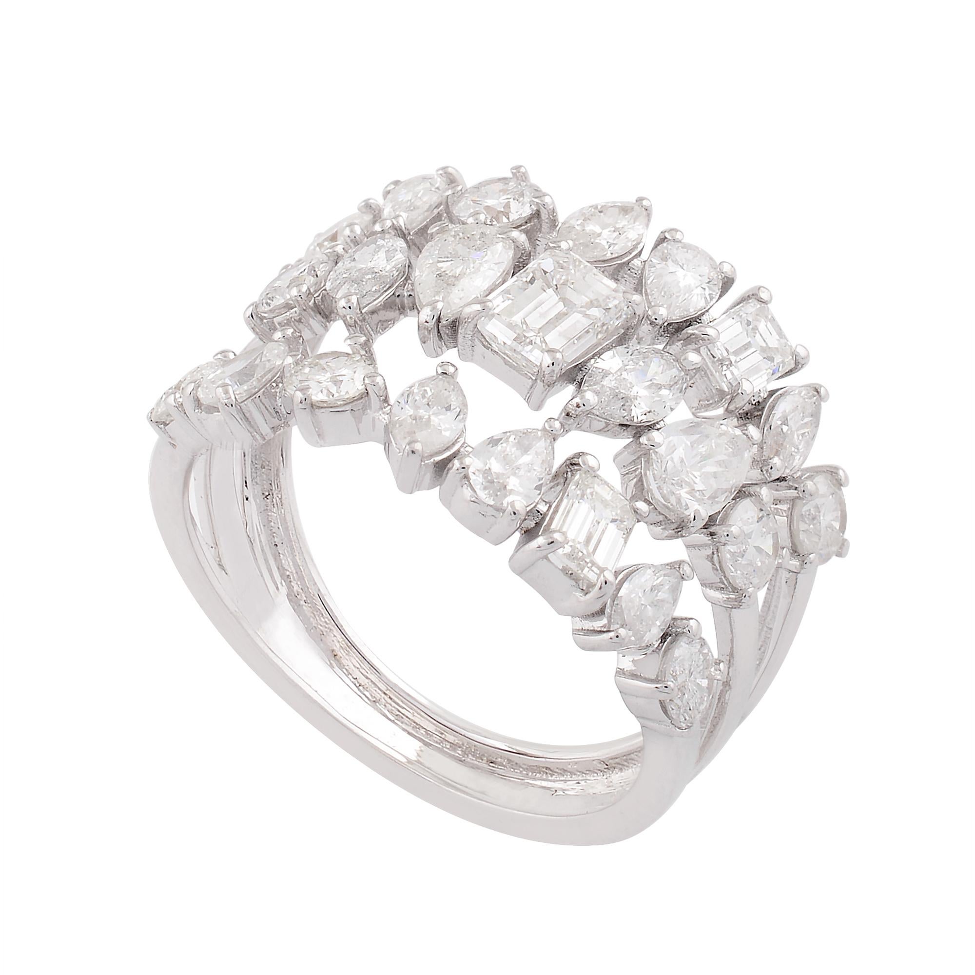 For Sale:  Natural 2.75 Carat Diamond Cocktail Band Ring 18k White Gold Engagement Gift 4