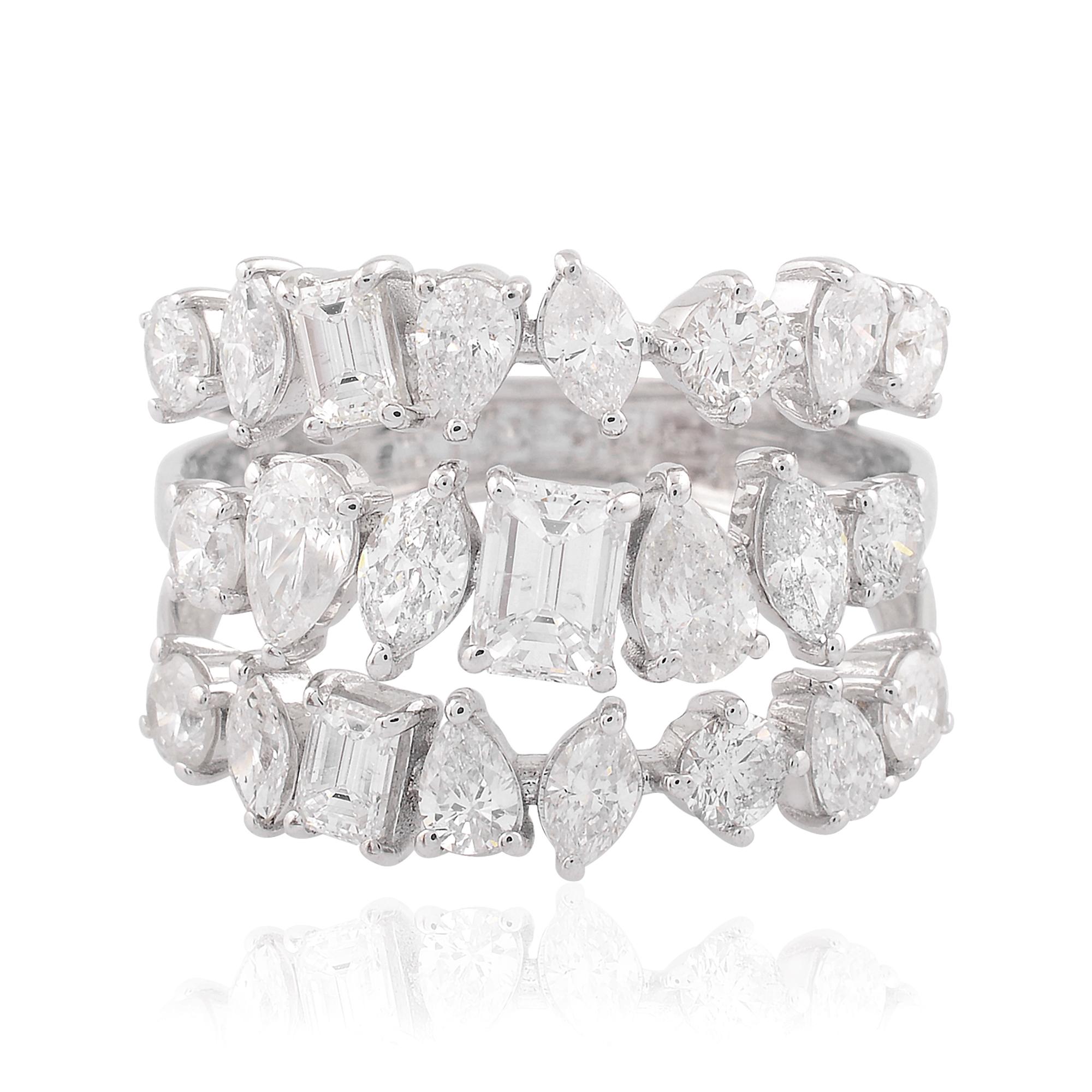 For Sale:  Natural 2.75 Carat Diamond Cocktail Band Ring 18k White Gold Engagement Gift 5
