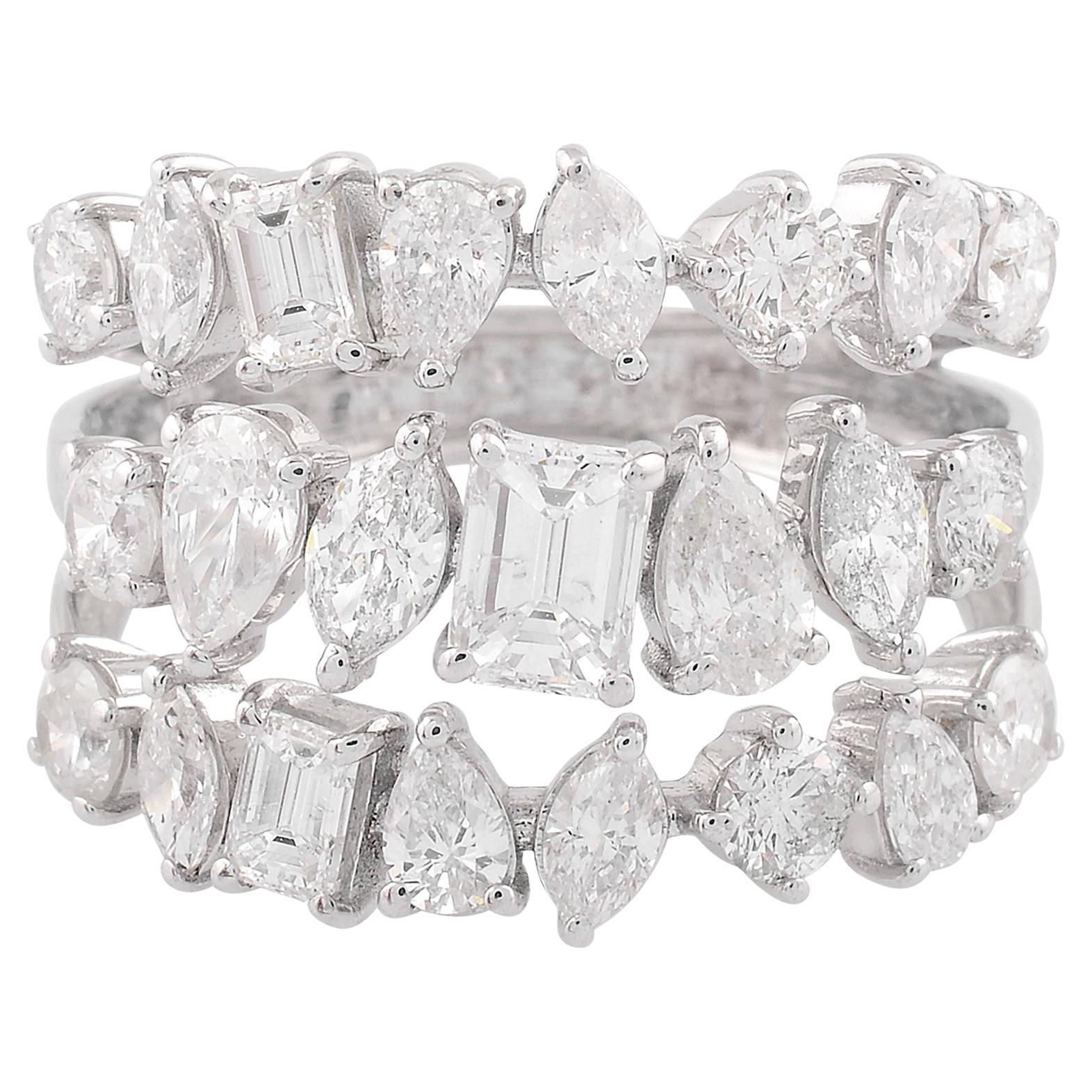 For Sale:  Natural 2.75 Carat Diamond Cocktail Band Ring 18k White Gold Engagement Gift
