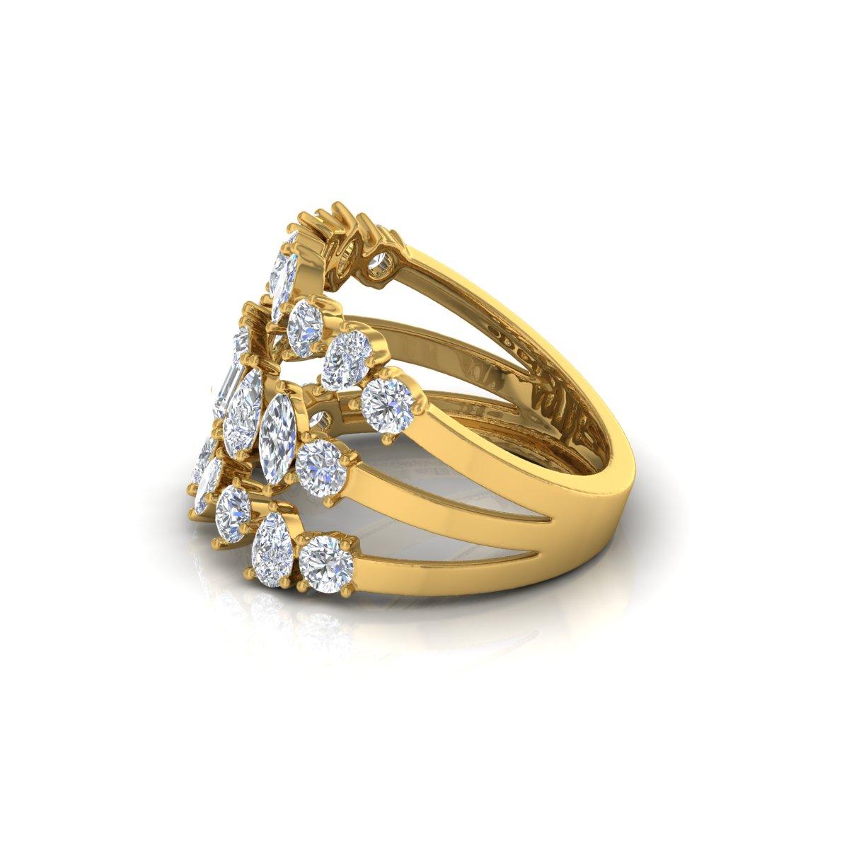 For Sale:  Natural 2.75 Carat Diamond Cocktail Band Ring 18k Yellow Gold Engagement Gift 2