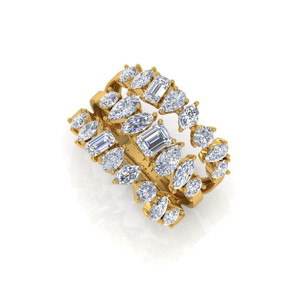 For Sale:  Natural 2.75 Carat Diamond Cocktail Band Ring 18k Yellow Gold Engagement Gift 3