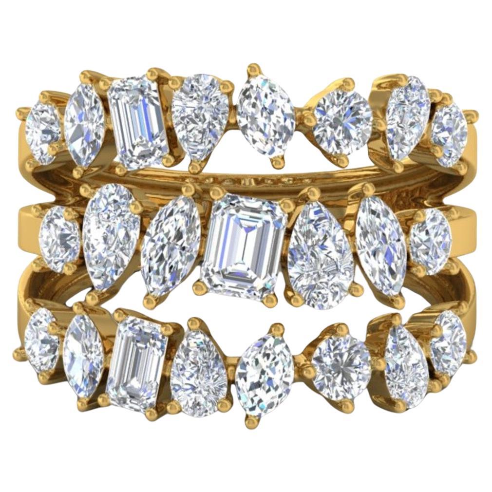 For Sale:  Natural 2.75 Carat Diamond Cocktail Band Ring 18k Yellow Gold Engagement Gift