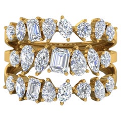 Natural 2.75 Carat Diamond Cocktail Band Ring 18k Yellow Gold Engagement Gift