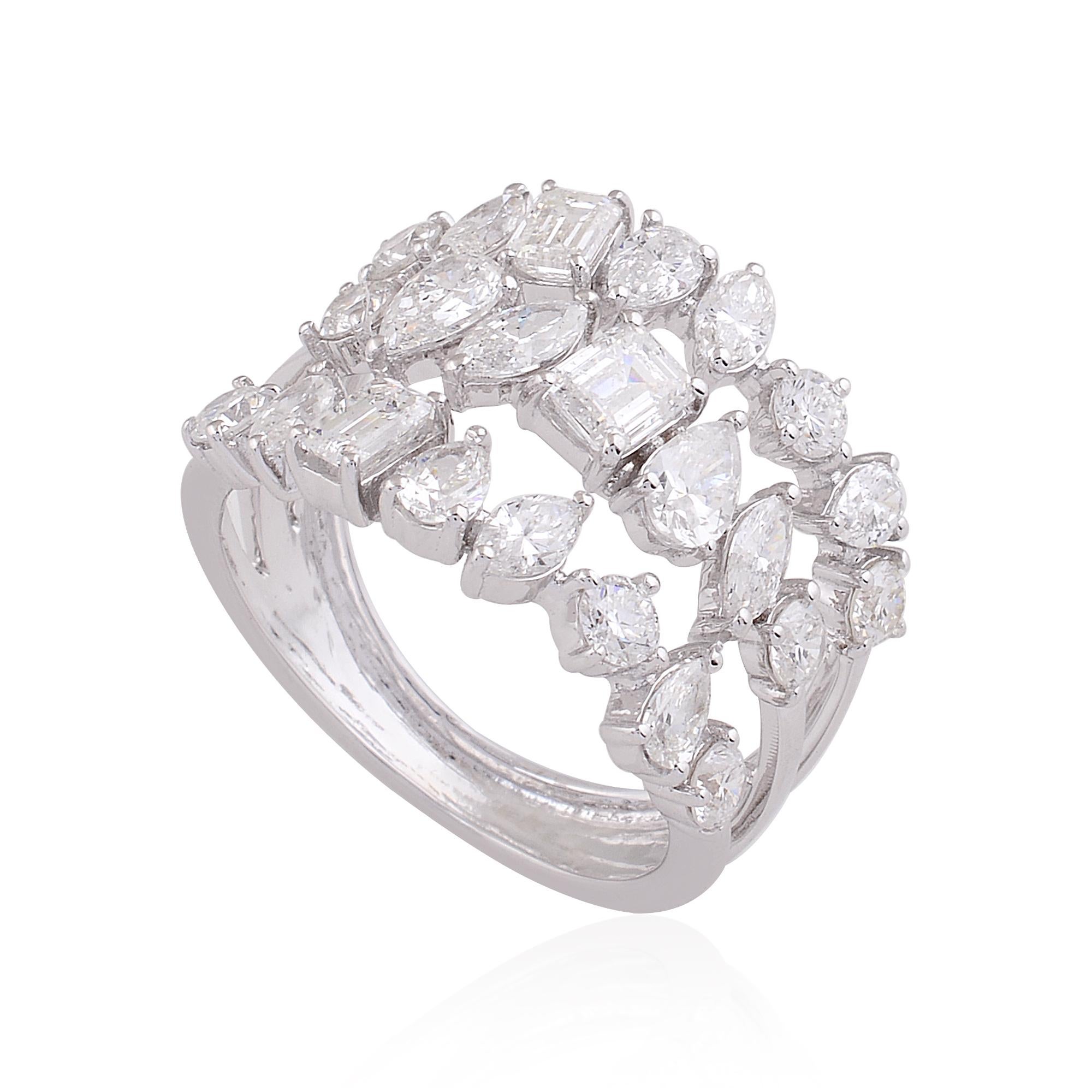 Natürlicher natürlicher 2,75 Karat Multi Shape Diamant Designer-Ring 18 Karat Weißgold (Rundschliff) im Angebot