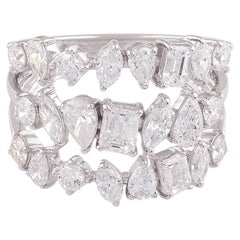 Natural 2.75 Carat Multi Shape Diamond Designer Ring 18 Karat White Gold