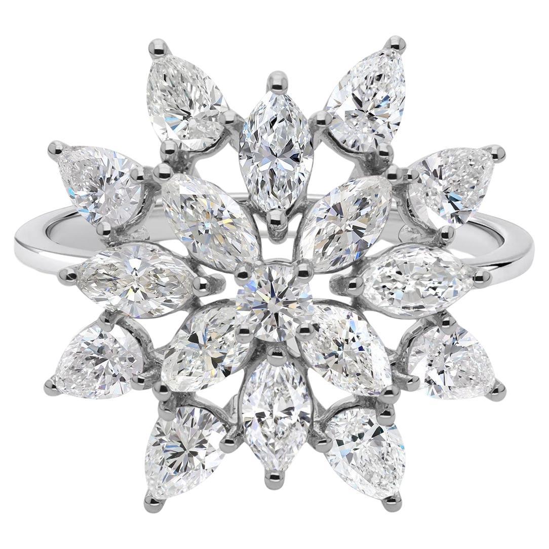 Natürlicher 2,75 Karat SI Reinheit HI Farbe Diamantring 14 Karat Weißgold Schmuck