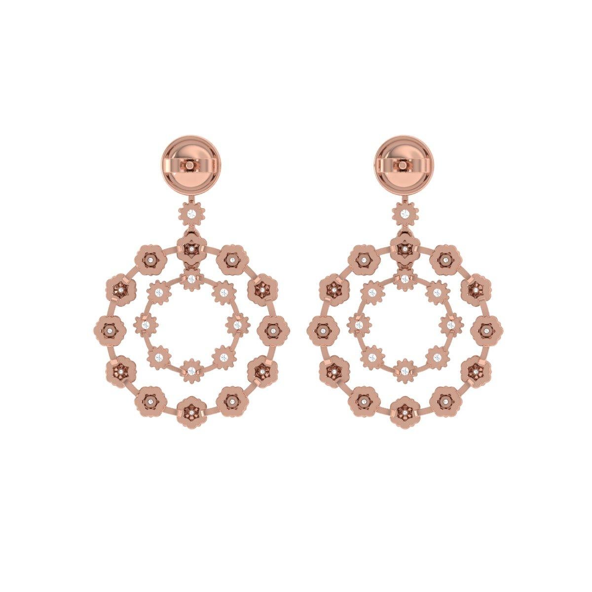 Pendientes de diamantes naturales talla brillante redonda SI/H de 2,75 quilates y oro rosa de 18 quilates Corte redondo en venta