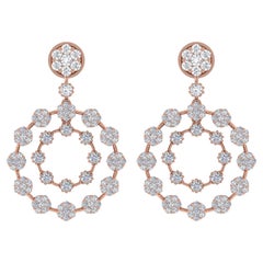 Natural 2.75 Carat SI/H Round Brilliant Cut Diamond Earrings 18 Karat Rose Gold