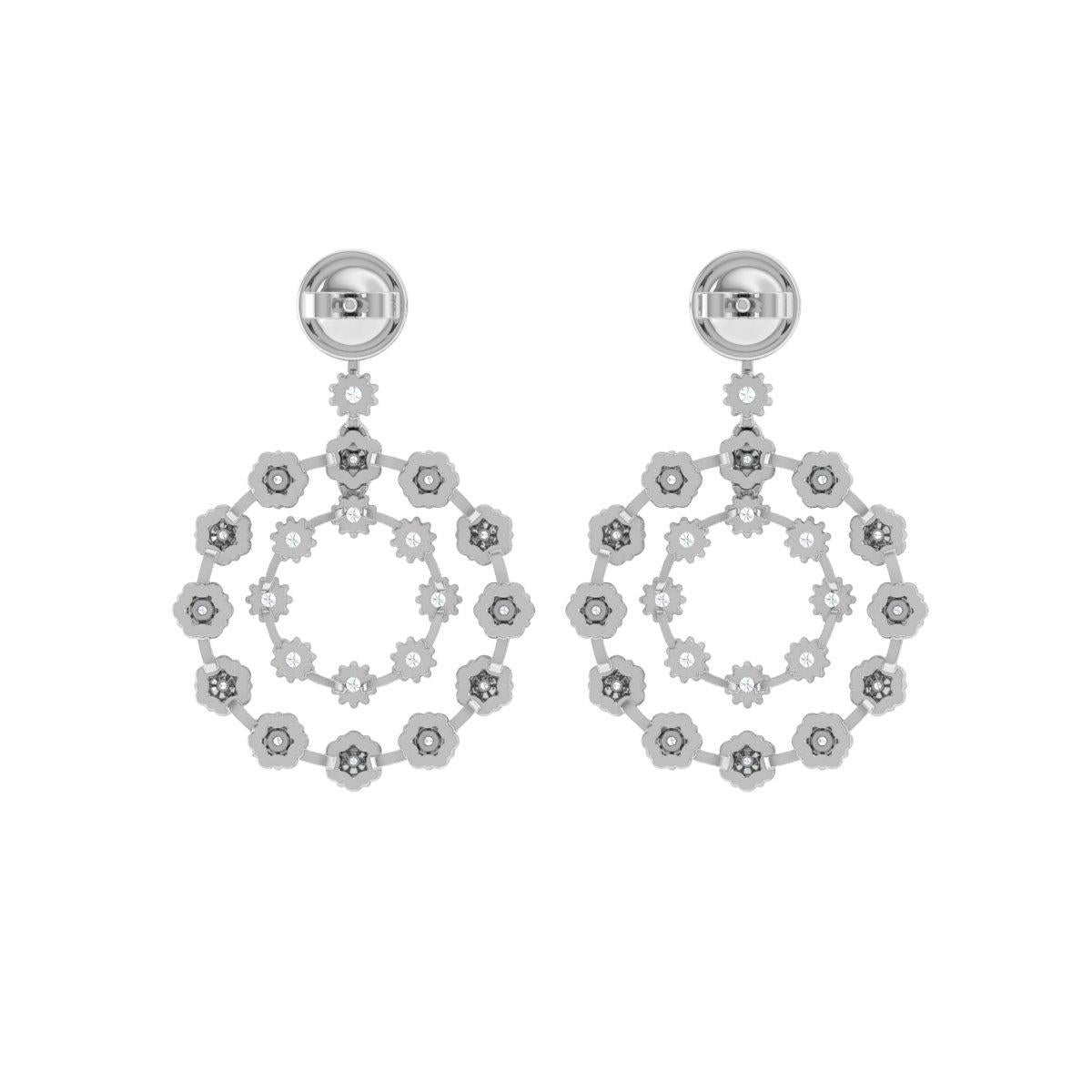 Pendientes de diamantes naturales talla brillante redonda SI/H de 2,75 quilates y oro blanco de 18 quilates Moderno en venta