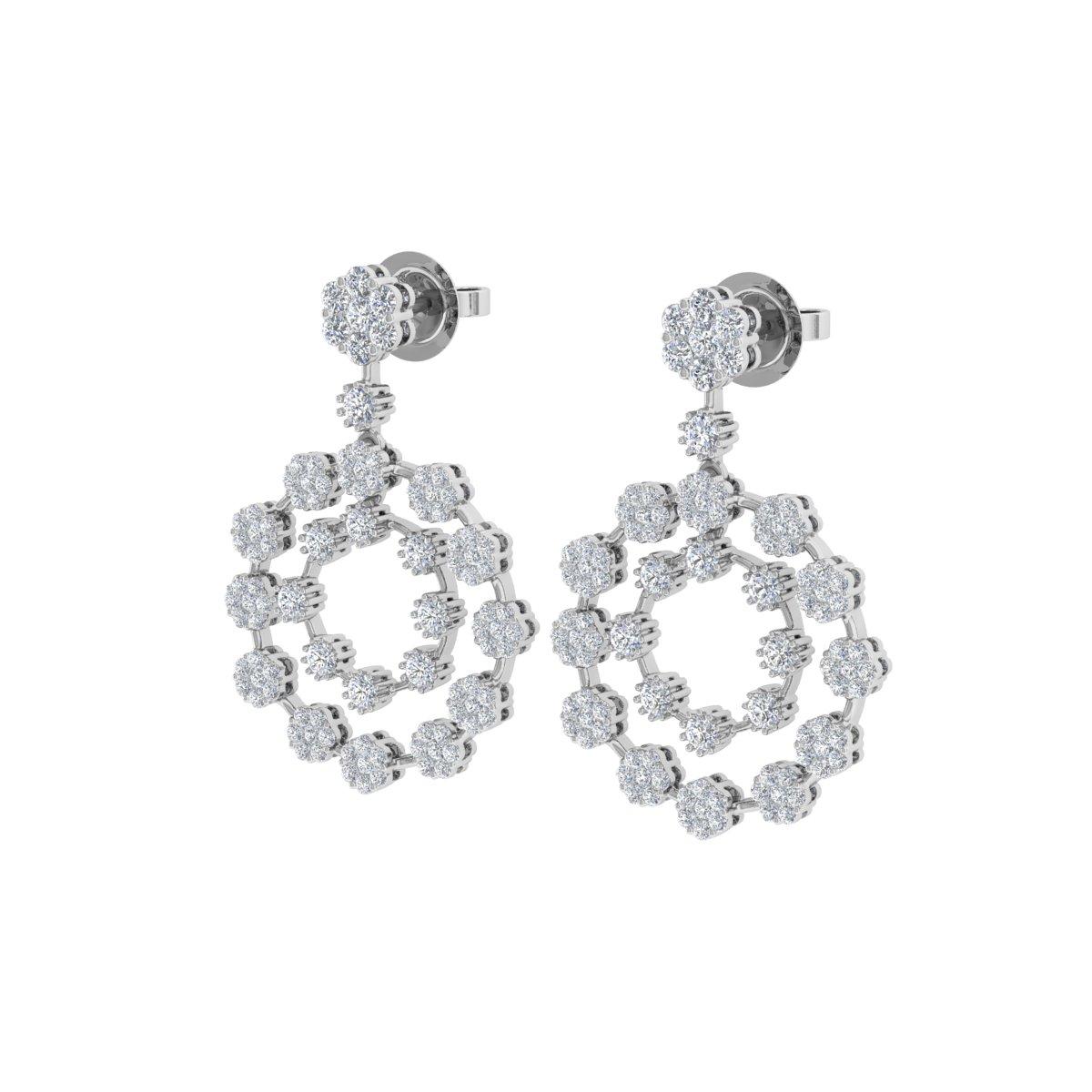 Pendientes de diamantes naturales talla brillante redonda SI/H de 2,75 quilates y oro blanco de 18 quilates Corte redondo en venta