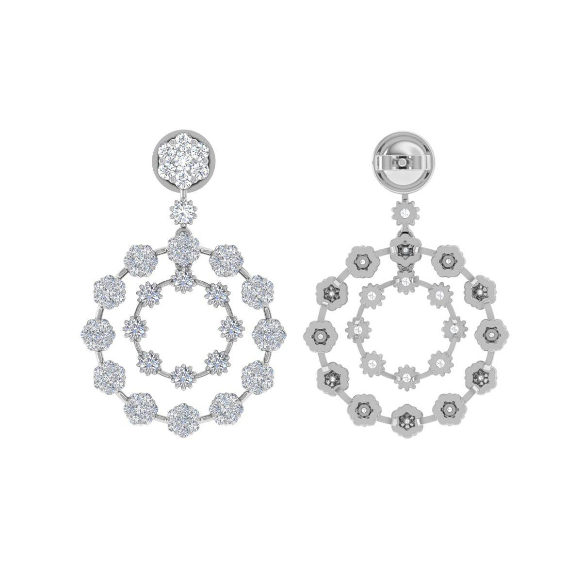 Pendientes de diamantes naturales talla brillante redonda SI/H de 2,75 quilates y oro blanco de 18 quilates en Nuevo estado para la venta en Diera, Dubai