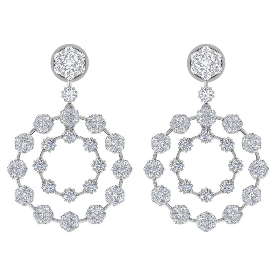 Pendientes de diamantes naturales talla brillante redonda SI/H de 2,75 quilates y oro blanco de 18 quilates en venta
