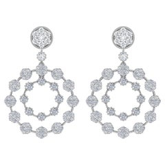 Orecchini di diamanti naturali da 2,75 carati SI/H con taglio brillante rotondo, oro bianco 18 carati