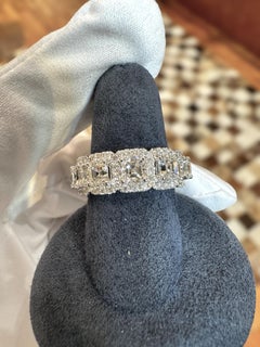 Natural 2.75 CTTW Asscher Cut Diamond Band Ring in 18K White Gold