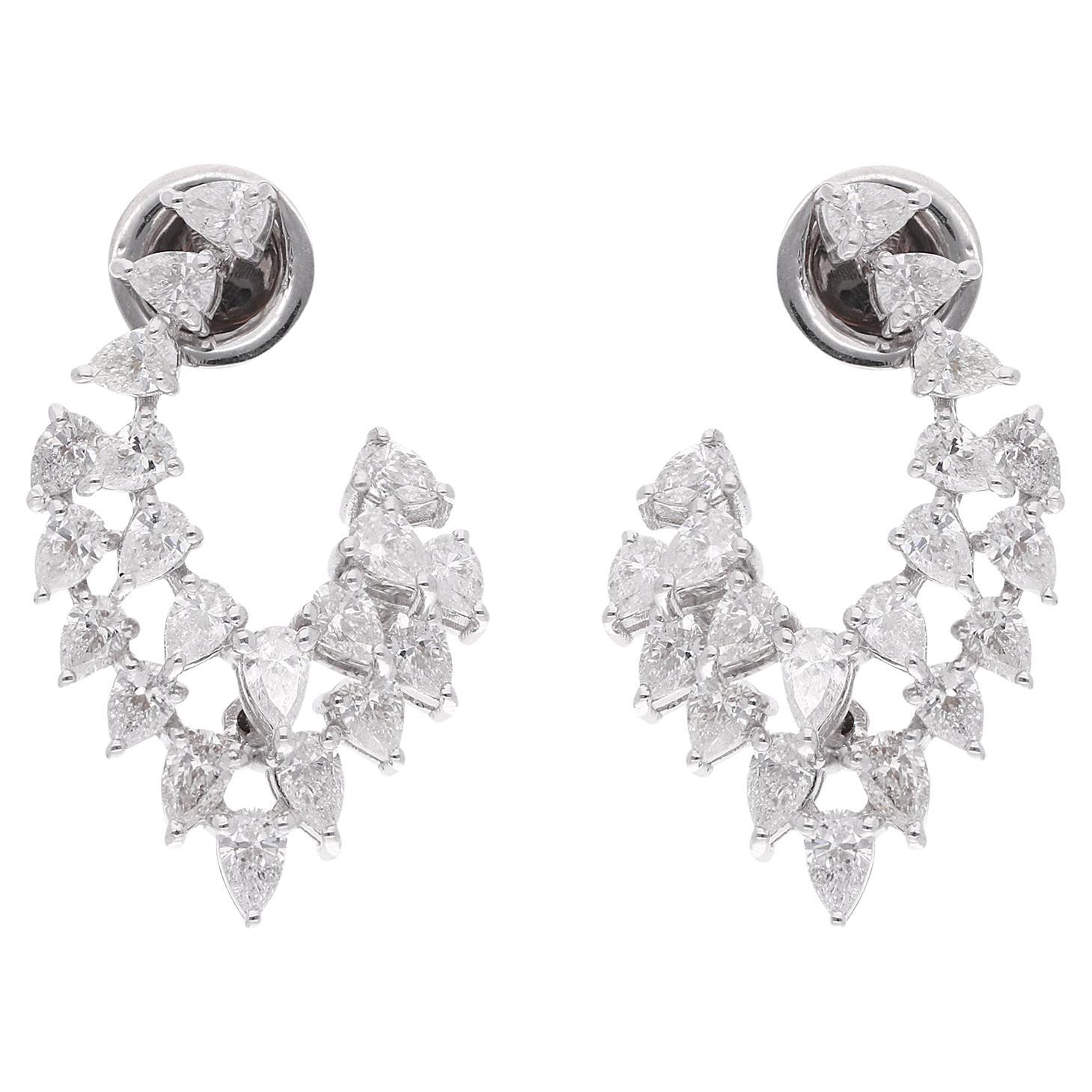 Natural 2.76 Carat Pear Shape Diamond Earrings 14 Karat White Gold Fine Jewelry