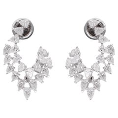 Natural 2.76 Carat Pear Shape Diamond Earrings 14 Karat White Gold Fine Jewelry