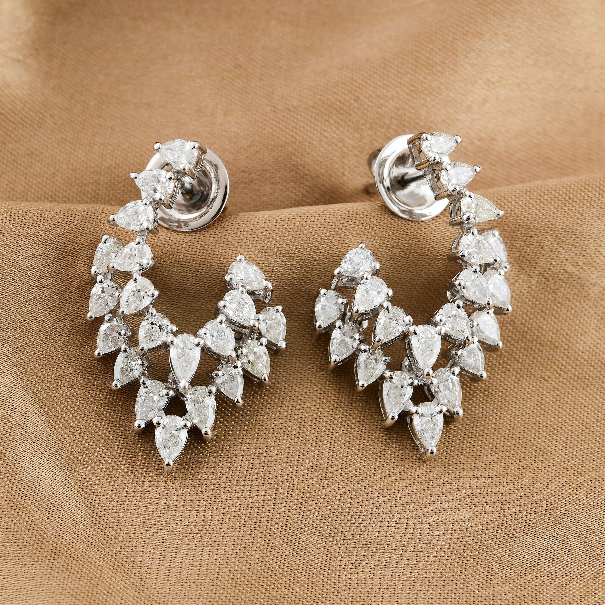 Modern Natural 2.76 Carat Pear Shape Diamond Earrings 18 Karat White Gold Fine Jewelry For Sale