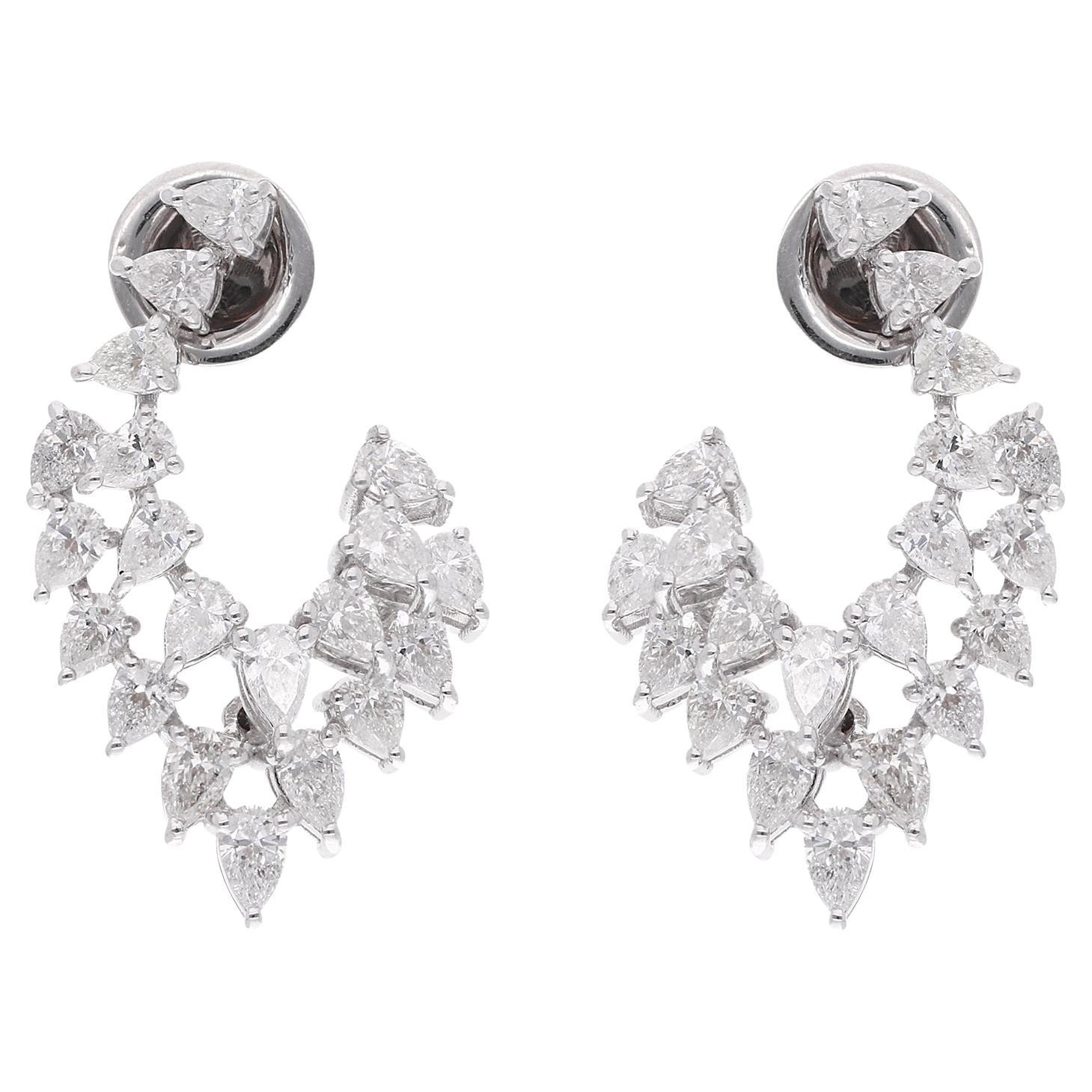 Boucles d'oreilles en diamant naturel de 2,76 carats en forme de poire Or blanc 18 carats Bijoux fins