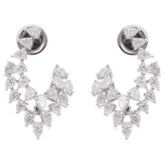 Boucles d'oreilles en diamant naturel de 2,76 carats en forme de poire Or blanc 18 carats Bijoux fins